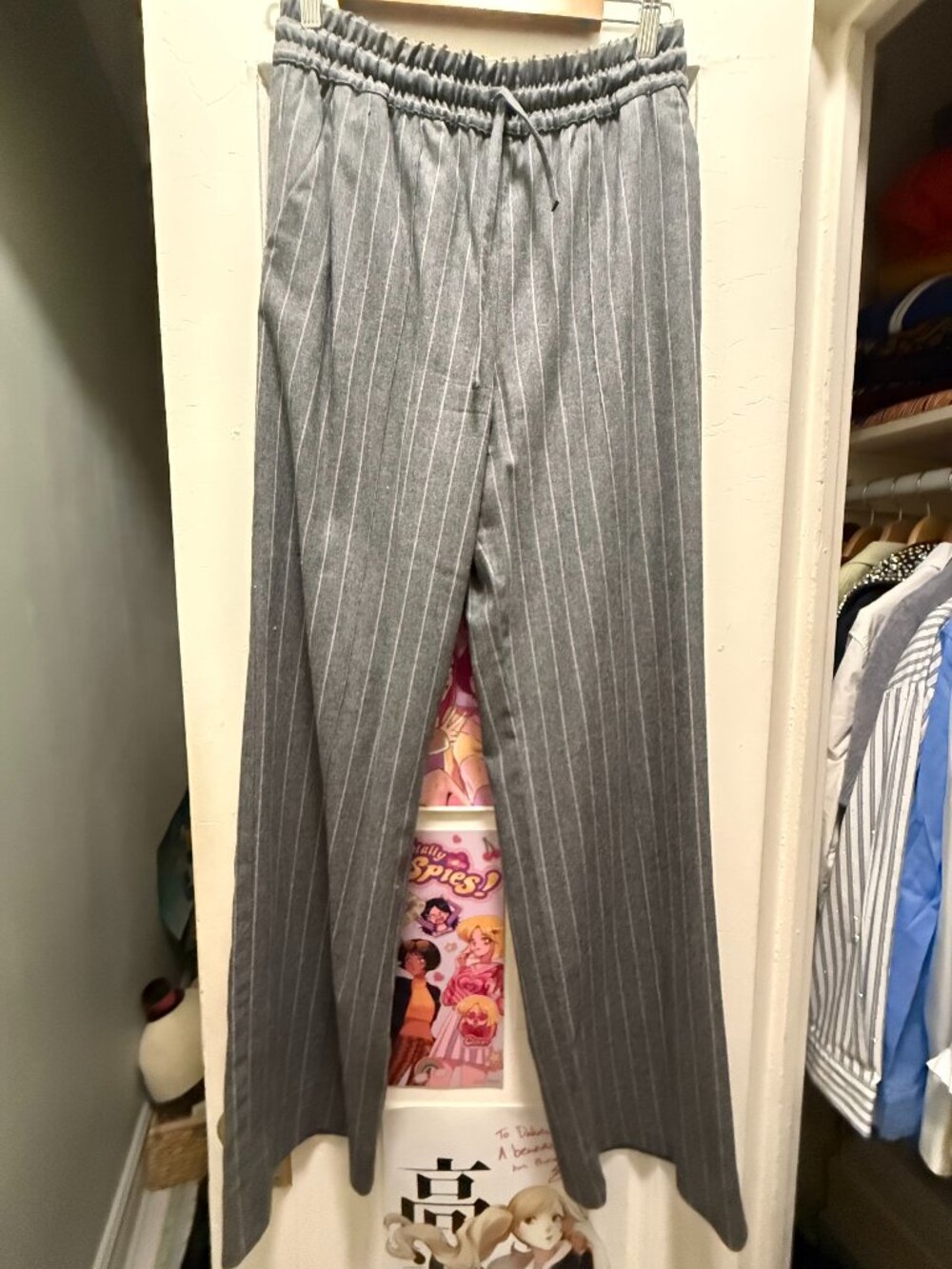 Sezane Bruce Trousers Grey Tennis Stripes - Size 6